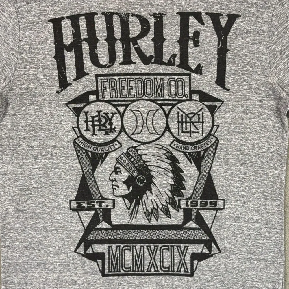 Hurley Graphic Tee Shirt Freedom Co Premium Fit Triblend Large L Gray Heather - Picture 2 of 9
